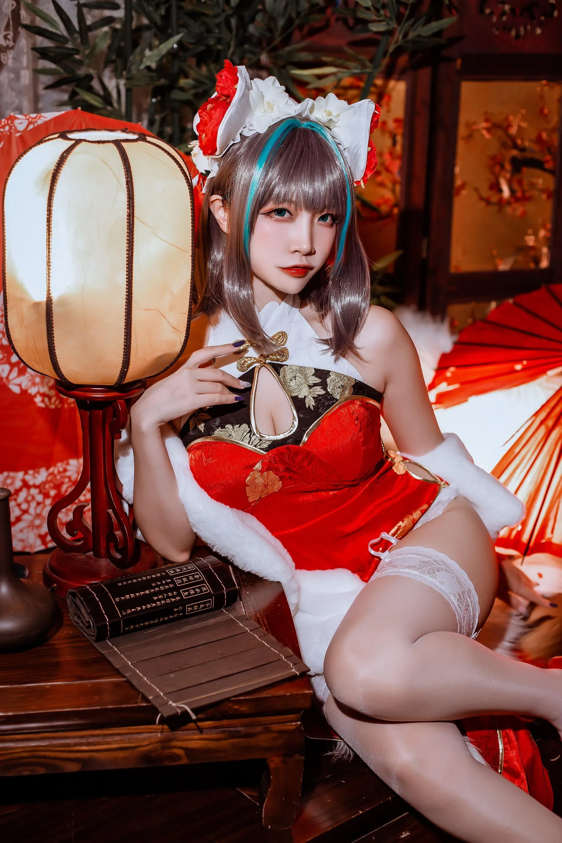 二佐Nisa – NO.151 碧蓝柴郡旗袍 [33P]插图7